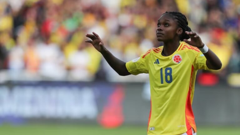 Linda Caicedo festejando el gol contra Brasil en la final de la Copa América | Foto: AFP.