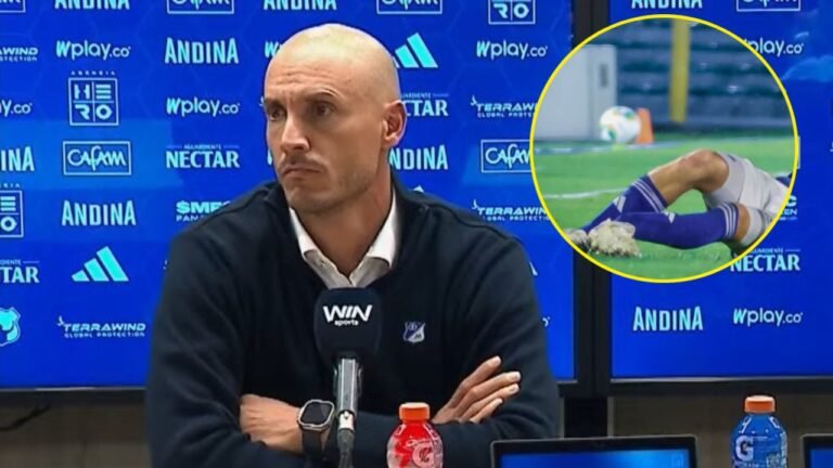 David González en rueda de prensa luego del empate 3-3 de entre Millonarios y Deportivo Cali | Foto: Dimayor.