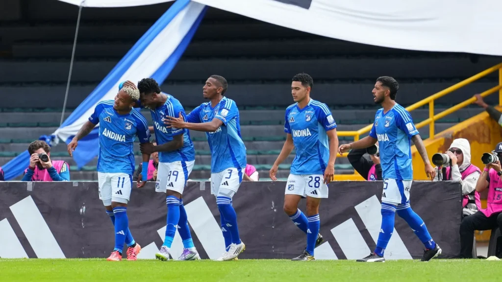 Millonarios en la victoria 3-2 contra Fortaleza CEIF | Foto: Dimayor.