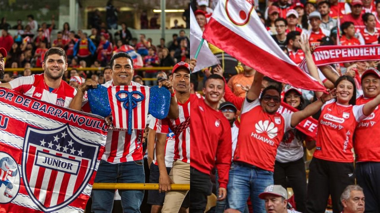 Hinchas de Junior de Barranquilla e Independiente Santa Fe | Foto: Foto: Mauricio Florez.